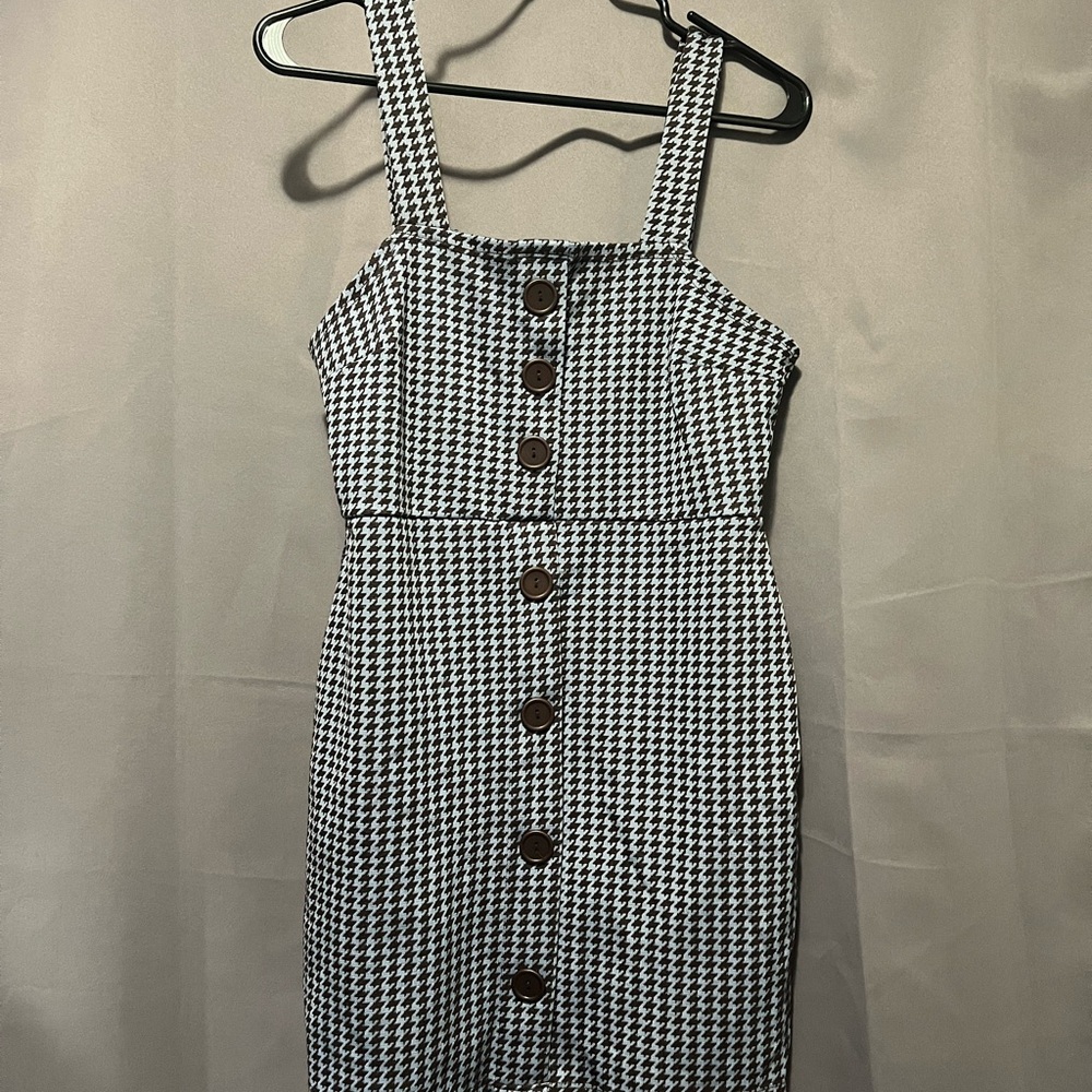 Eclipse Black and Blue Houndstooth Dress